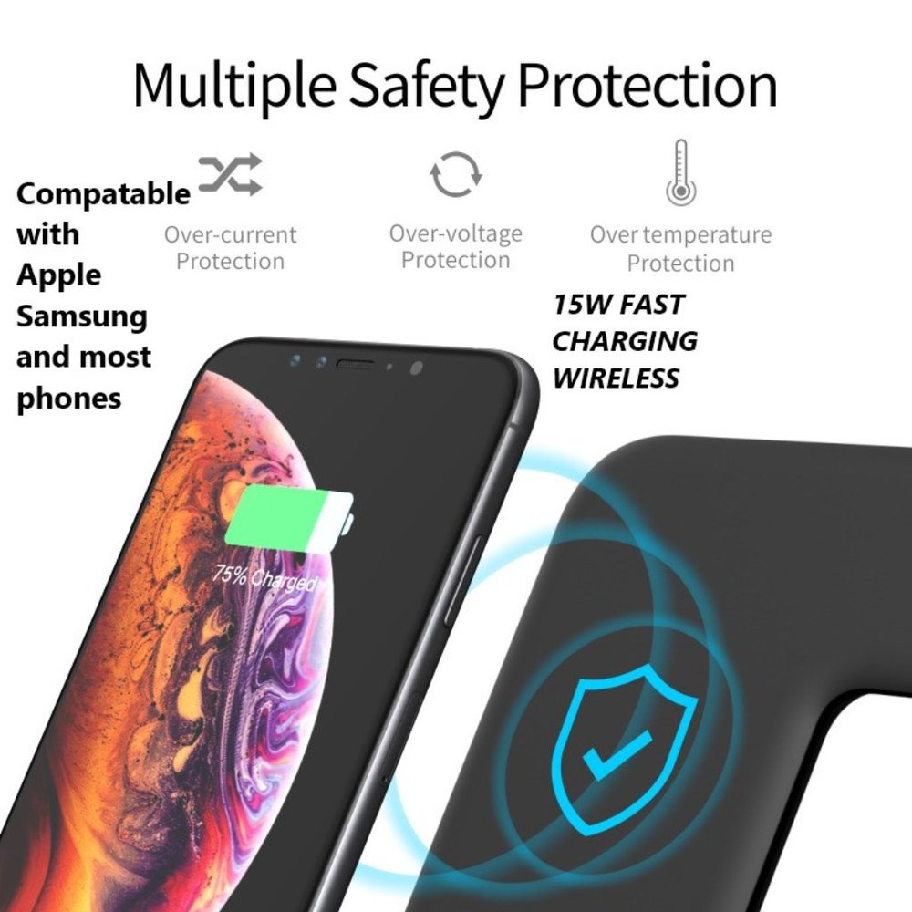 3 in 1 Wireless Charging Dock in White or Black - Picture 4 of 10